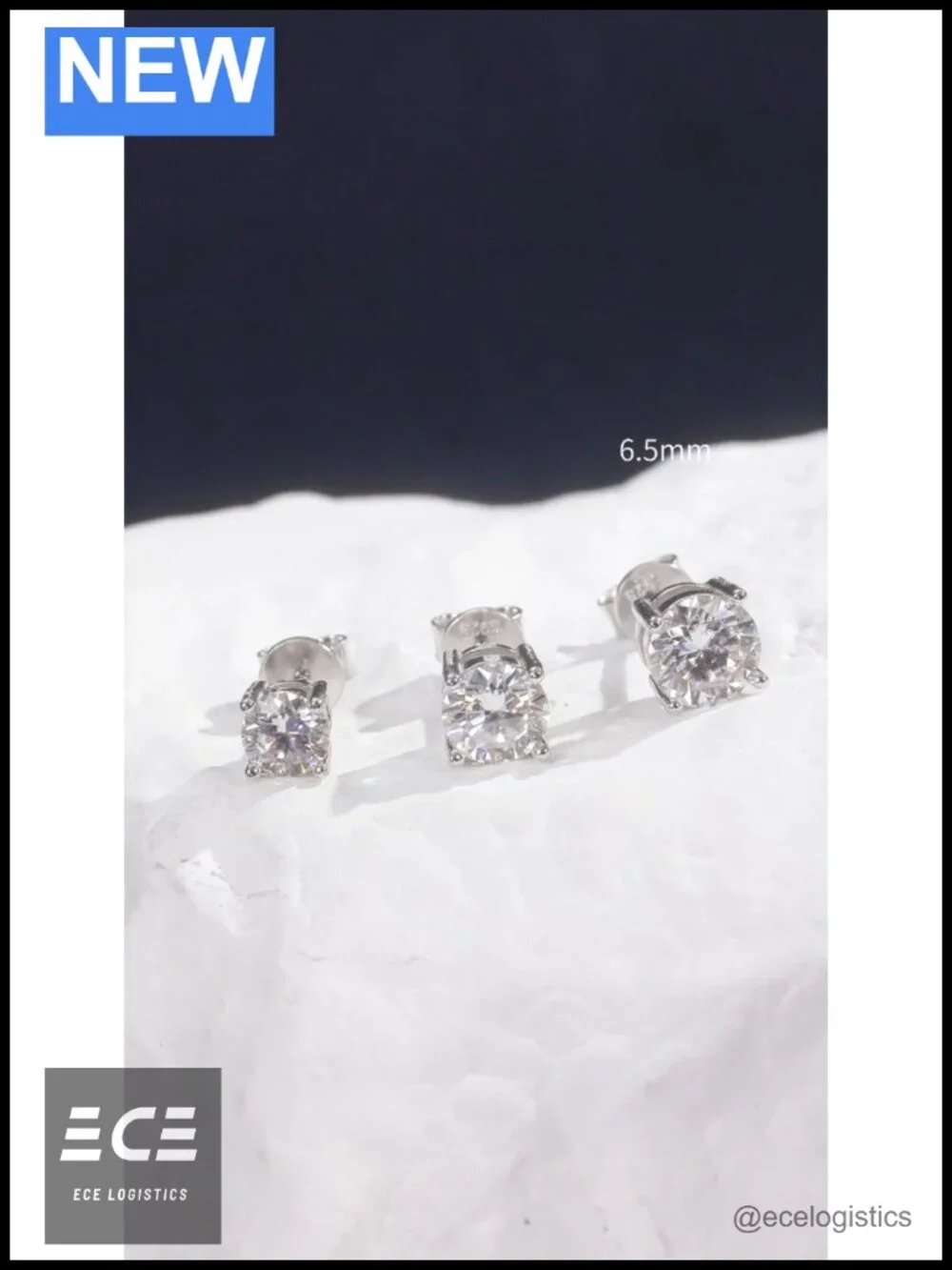 Moissanite Stud Earrings White Gold Plated 925 Sterling Silver D Color